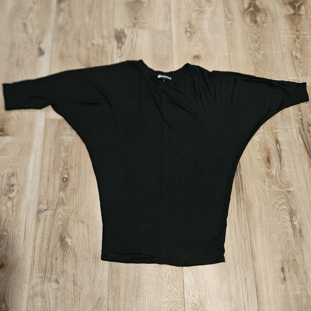 Wantable Women's Large 3/4 Dolam Slit Sleeve Black Tunic - Picture 2 of 8